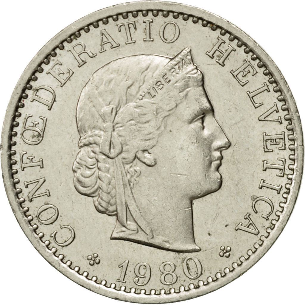 Münze, Schweiz, 20 Rappen, 1980, Bern, SS+, Copper-nickel, KM:29a