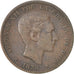 Moneda, España, Alfonso XII, 10 Centimos, 1879, BC+, Bronce, KM:675