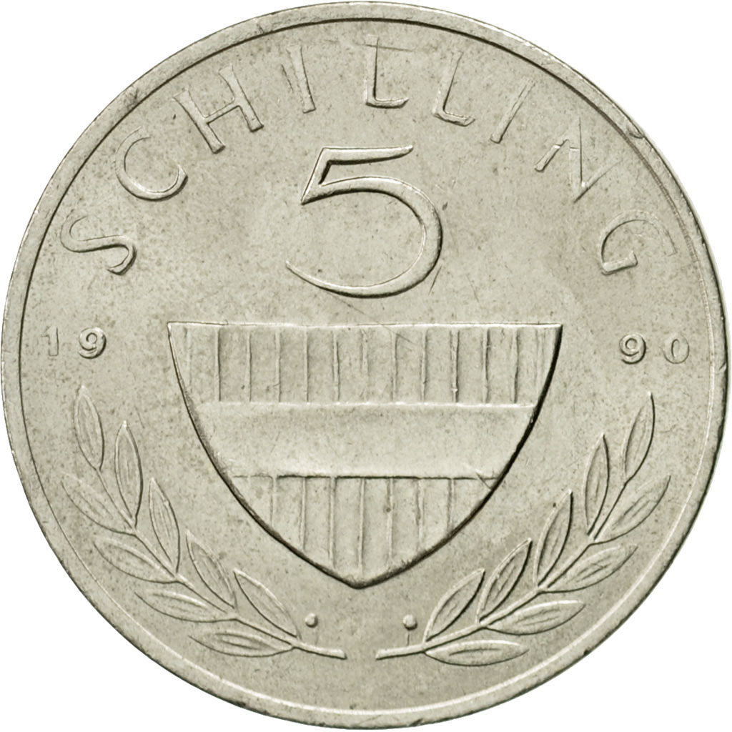 Coin, Austria, 5 Schilling, 1990, EF(40-45), Copper-nickel, KM:2889a