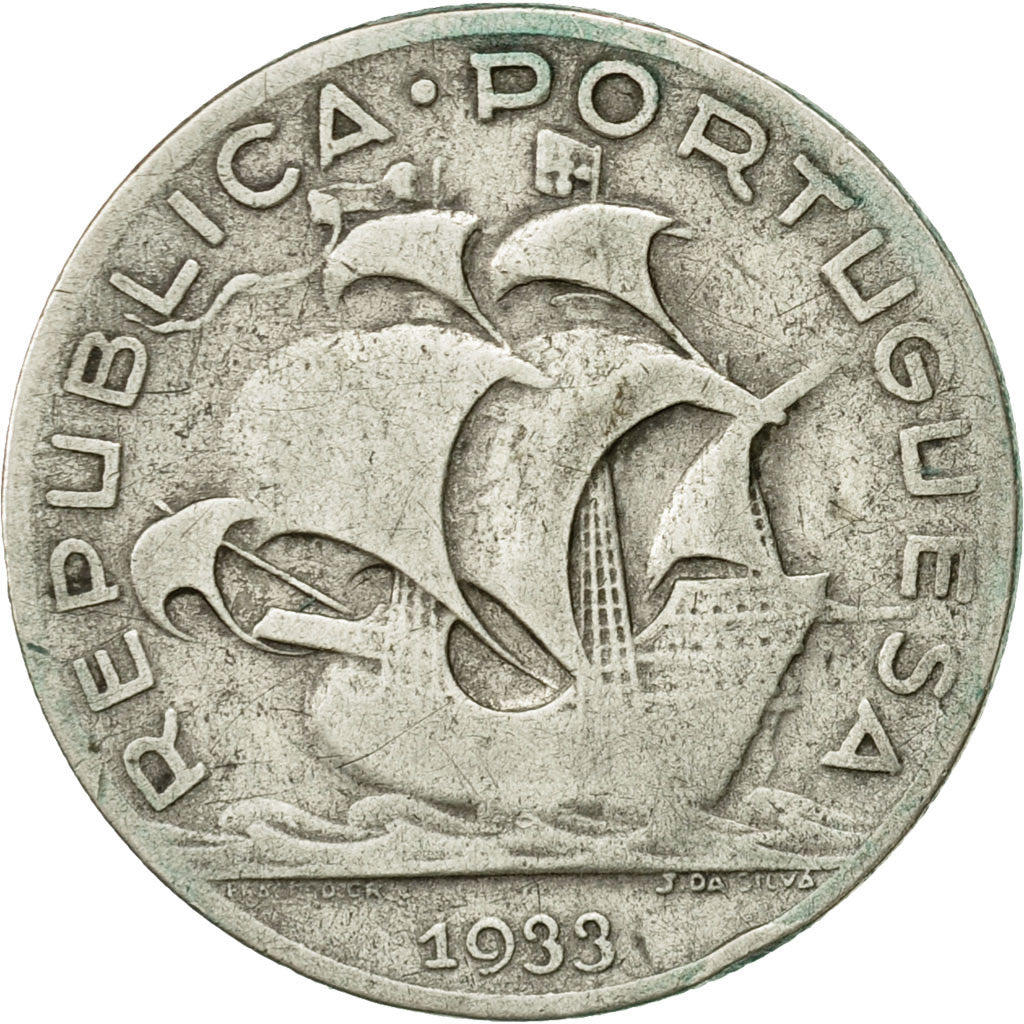 Coin, Portugal, 5 Escudos, 1933, VF(30-35), Silver, KM:581
