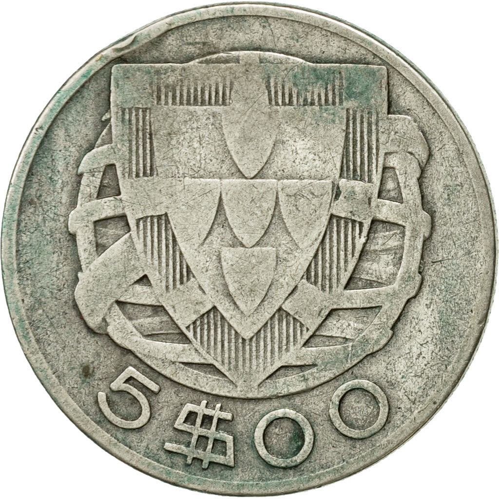 Coin, Portugal, 5 Escudos, 1933, VF(30-35), Silver, KM:581