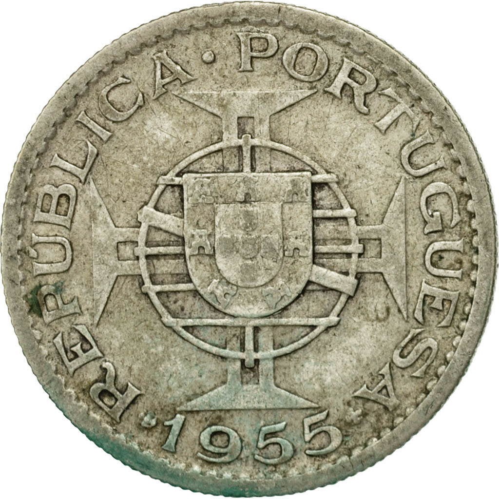 Coin, Mozambique, 10 Escudos, 1955, EF(40-45), Silver, KM:79