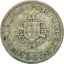 Coin, Mozambique, 10 Escudos, 1955, EF(40-45), Silver, KM:79