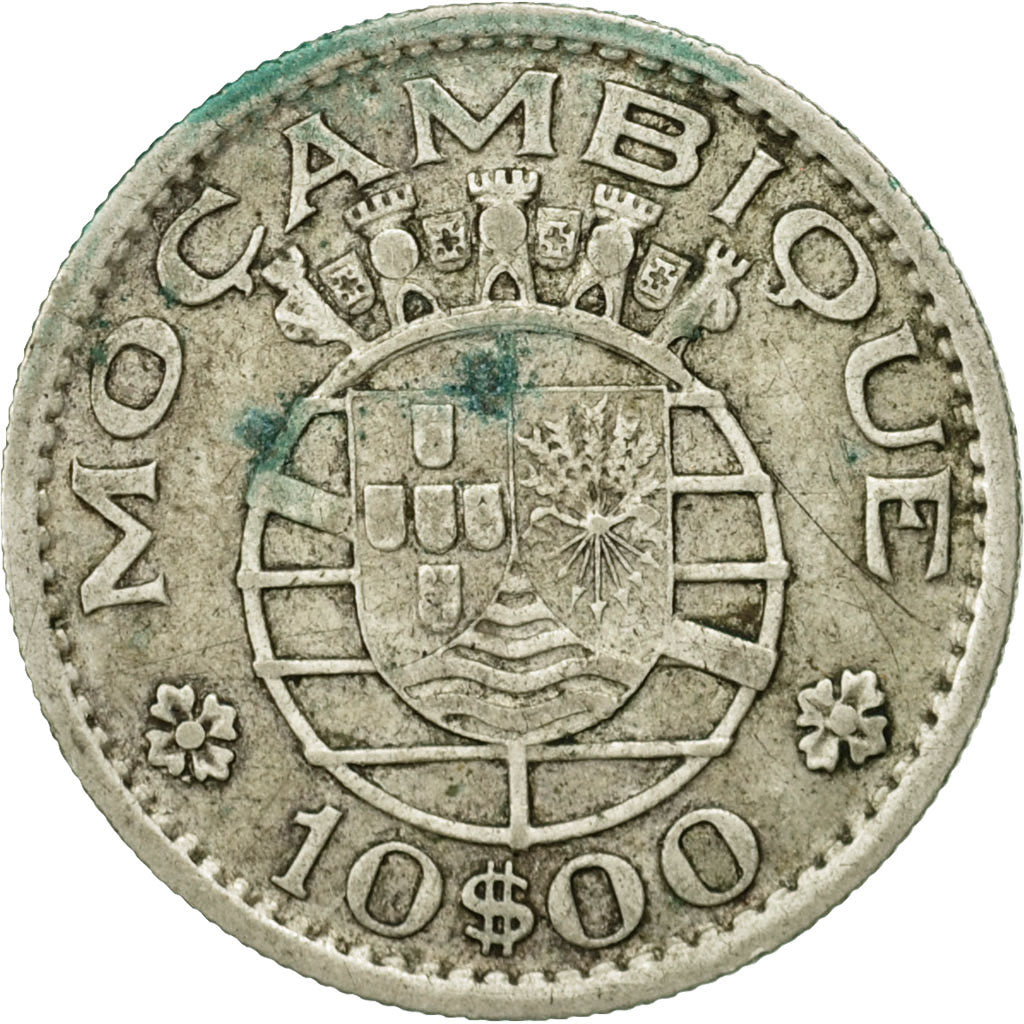 Coin, Mozambique, 10 Escudos, 1955, EF(40-45), Silver, KM:79
