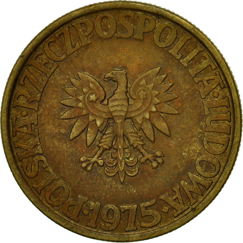 Moneta, Polska, 5 Zlotych, 1975, Warsaw, VF(30-35), Mosiądz, KM:81.1