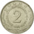 Moneda, Yugoslavia, 2 Dinara, 1981, MBC+, Cobre - níquel - cinc, KM:57