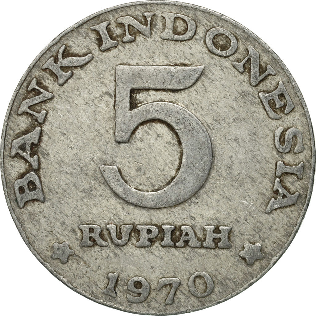 Coin, Indonesia, 5 Rupiah, 1970, EF(40-45), Aluminum, KM:22