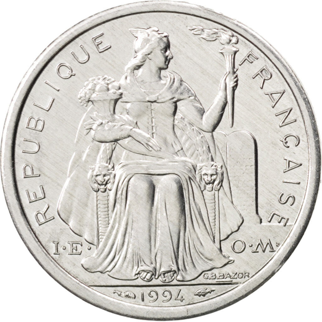 NEW CALEDONIA, Franc, 1994, Paris, KM #10, MS(64), Aluminum, 23, Lecompte #52,..