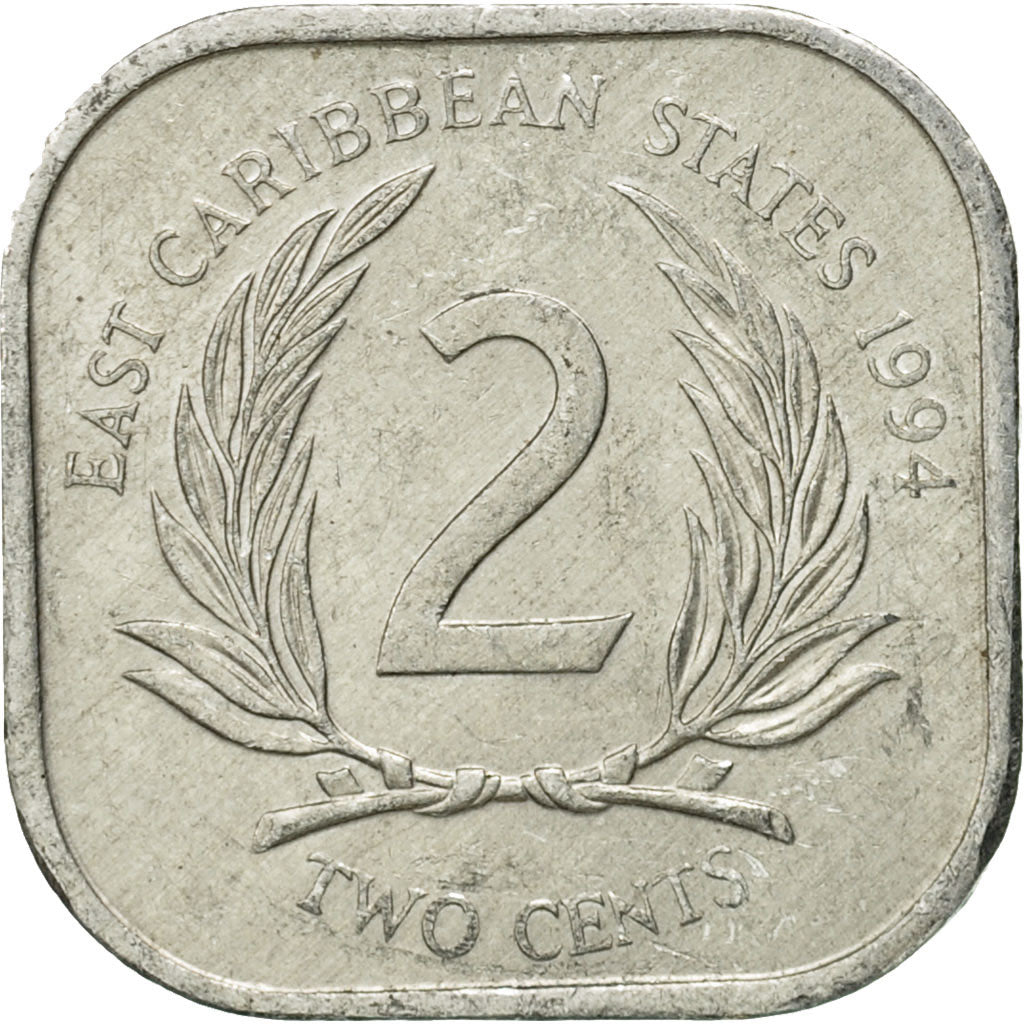 Moneta, Stati dei Caraibi Orientali, Elizabeth II, 2 Cents, 1994, BB, Alluminio