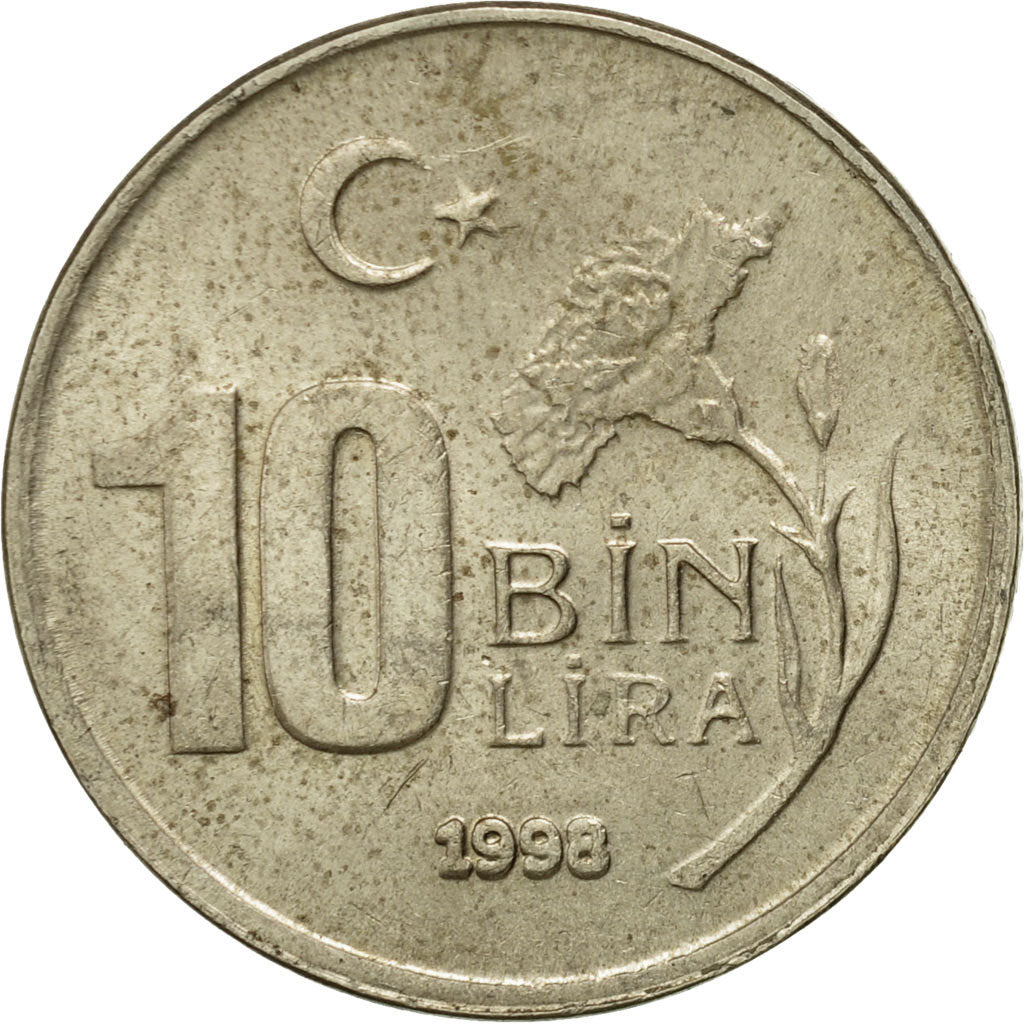 Monnaie, Turquie, 10000 Lira, 10 Bin Lira, 1998, TTB, Copper-Nickel-Zinc