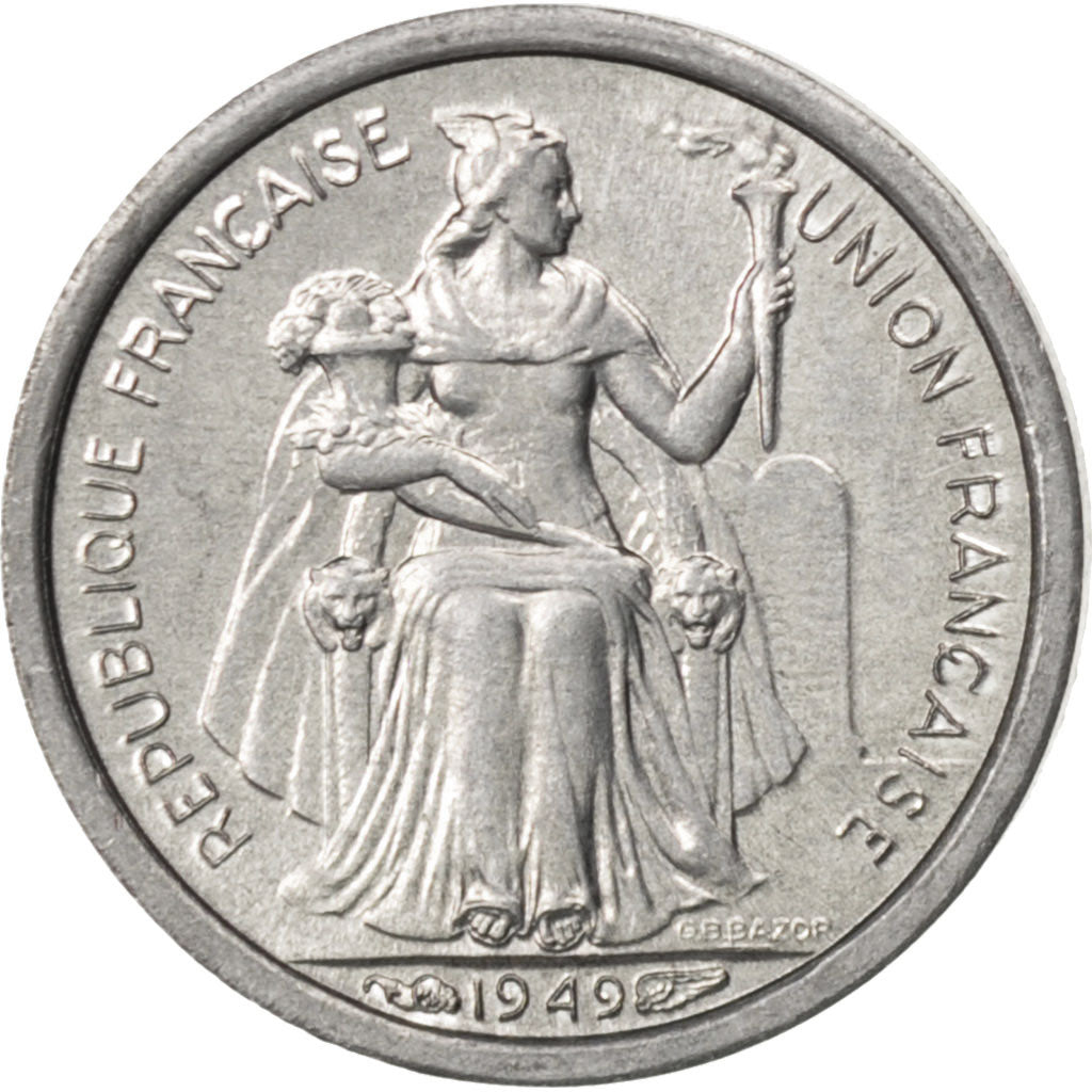 NEW CALEDONIA, 50 Centimes, 1949, Paris, KM #1, MS(64), Aluminum, 18, Lecompte..