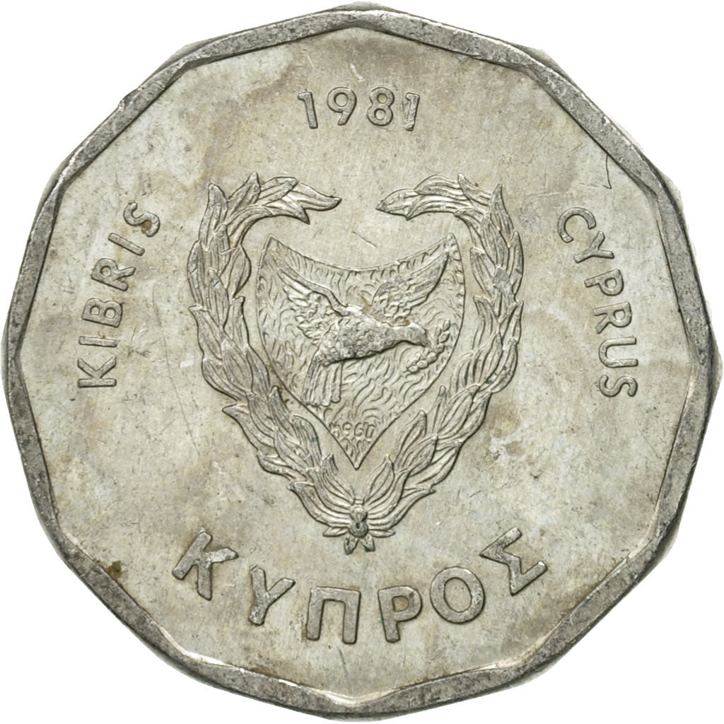 Coin, Cyprus, 5 Mils, 1981, EF(40-45), Aluminum, KM:50.1