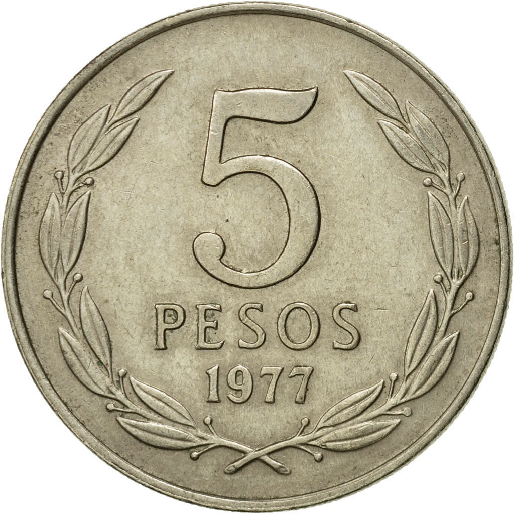 Coin, Chile, 5 Pesos, 1977, EF(40-45), Copper-nickel, KM:209