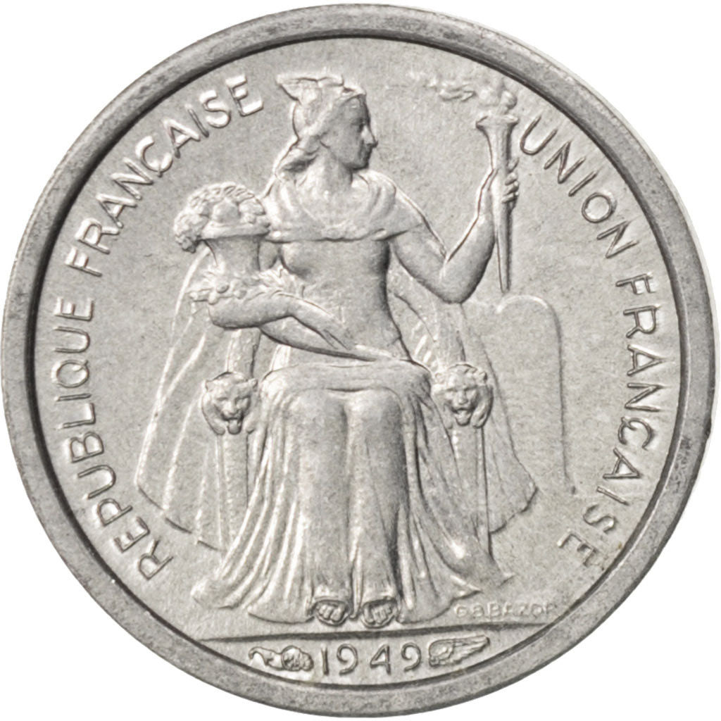NEW CALEDONIA, 50 Centimes, 1949, Paris, KM #1, MS(64), Aluminum, 18, Lecompte..