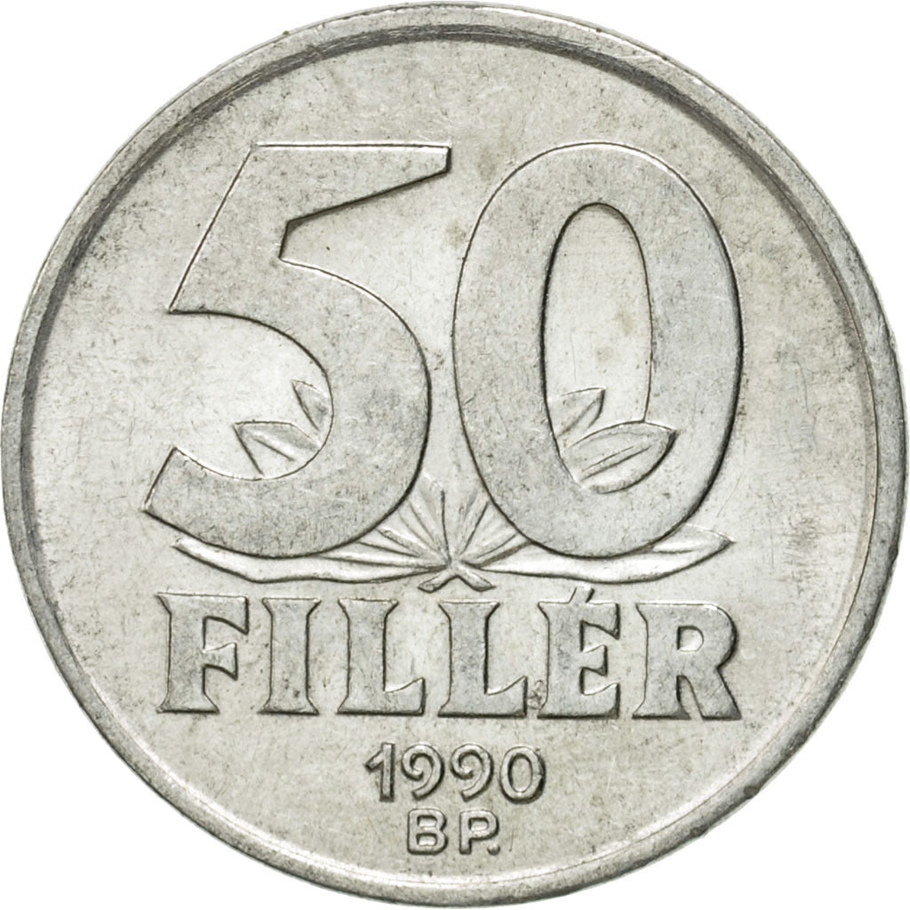 Coin, Hungary, 50 Fillér, 1990, Budapest, EF(40-45), Aluminum, KM:677