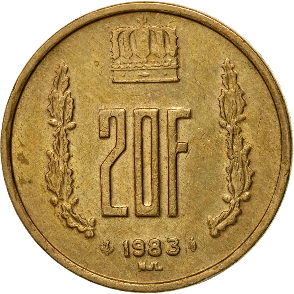 Coin, Luxembourg, Jean, 20 Francs, 1983, EF(40-45), Aluminum-Bronze, KM:58
