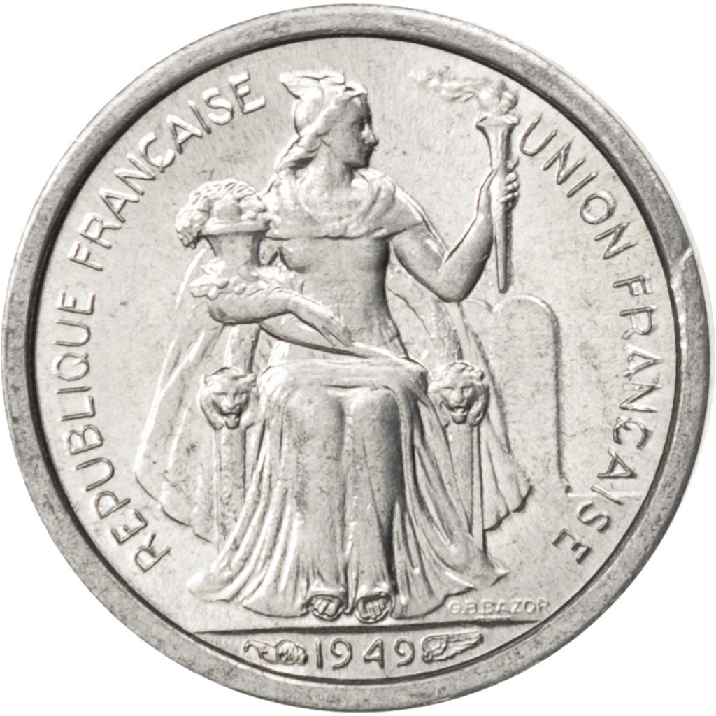 Coin, New Caledonia, 50 Centimes, 1949, MS(64), Aluminum, KM:1, Lecompte:33