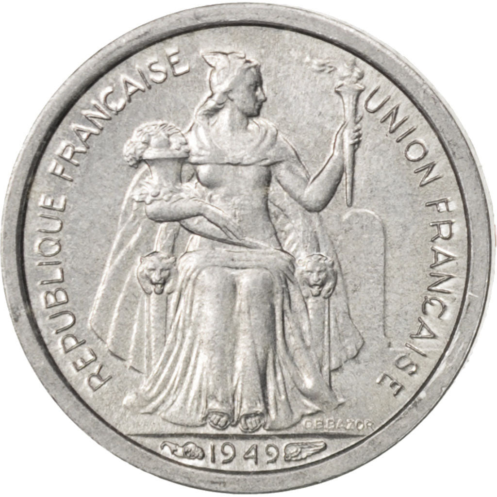 NEW CALEDONIA, 50 Centimes, 1949, Paris, KM #1, MS(63), Aluminum, 18, Lecompte..