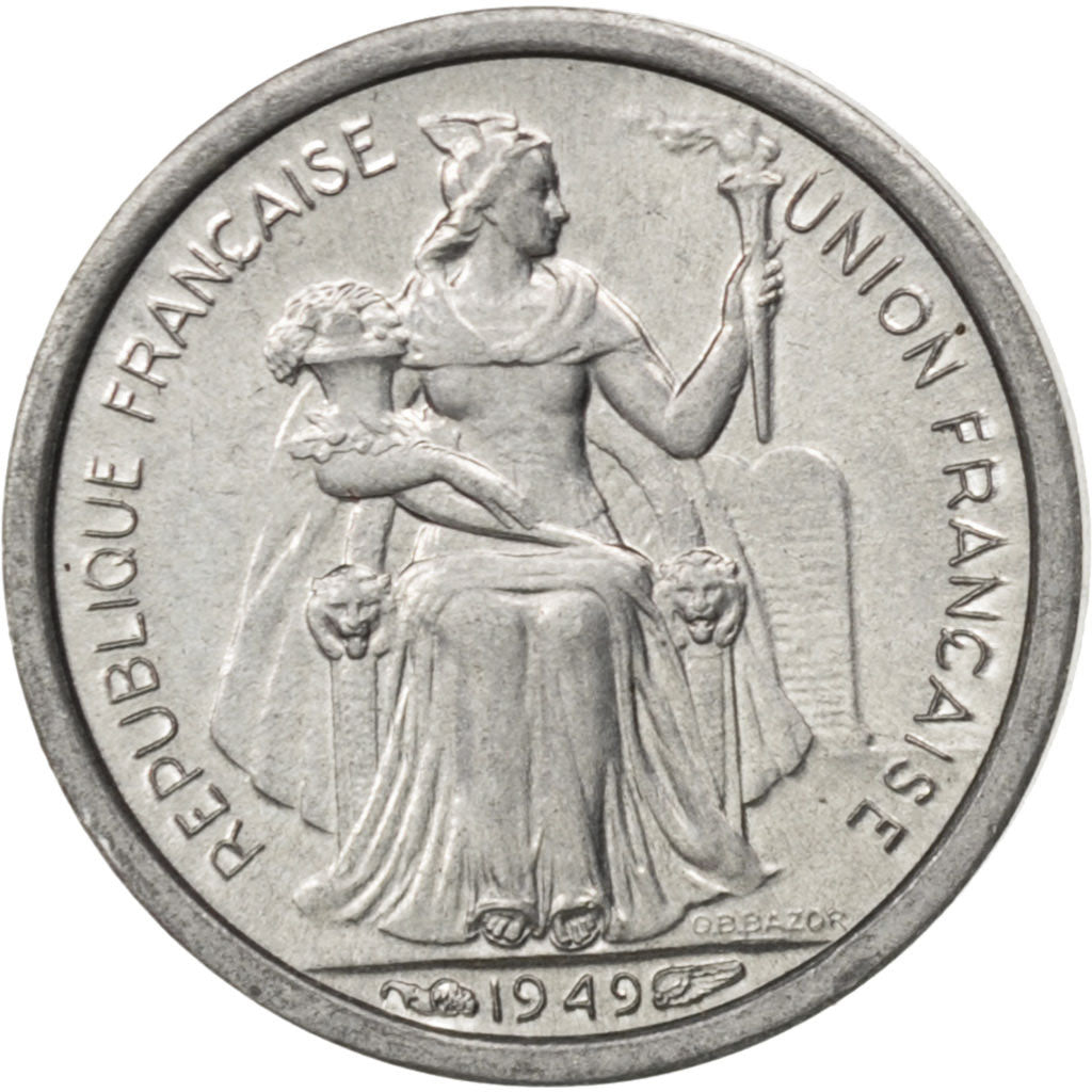 NEW CALEDONIA, 50 Centimes, 1949, Paris, KM #1, MS(64), Aluminum, 18, Lecompte..