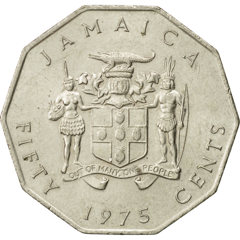 Monnaie, Jamaica, Elizabeth II, 50 Cents, 1975, Franklin Mint, TTB