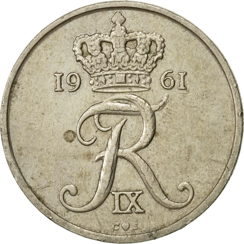 Moneta, Dania, Frederik IX, 25 Öre, 1961, Copenhagen, EF(40-45), Miedź-Nikiel