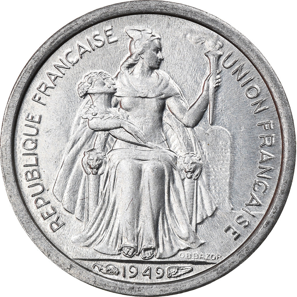 Coin, New Caledonia, 50 Centimes, 1949, MS(64), Aluminum, KM:1, Lecompte:33