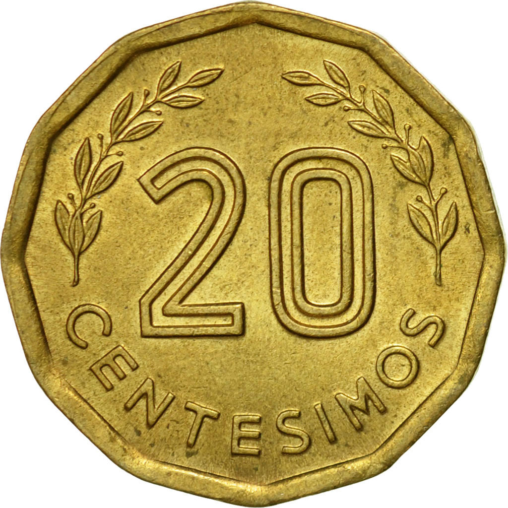Münze, Uruguay, 20 Centesimos, 1977, Santiago, SS, Aluminum-Bronze, KM:67