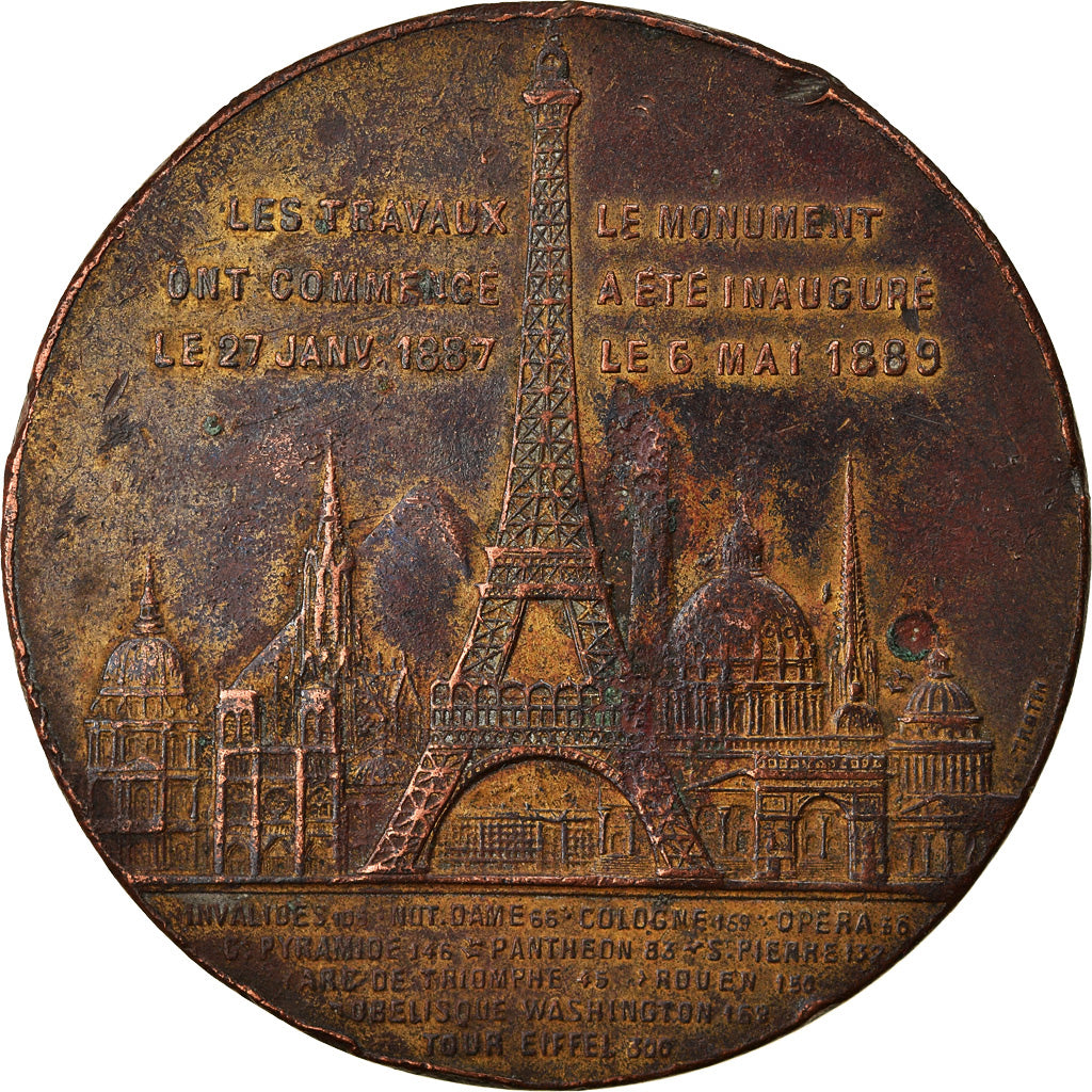 France, Medal, Souvenir d'Ascension de la Tour Eiffel, 1889, Trotin, VF(30-35)