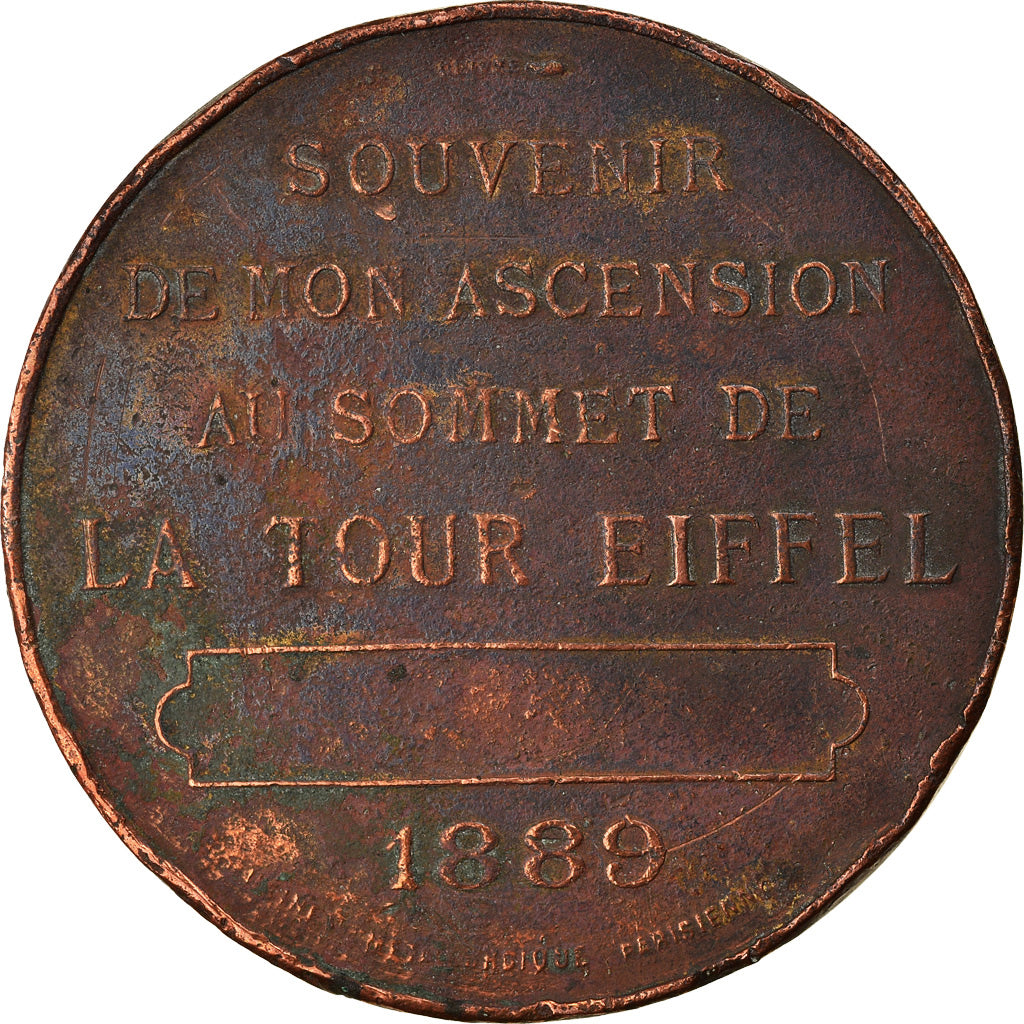 France, Medal, Souvenir d'Ascension de la Tour Eiffel, 1889, Trotin, VF(30-35)