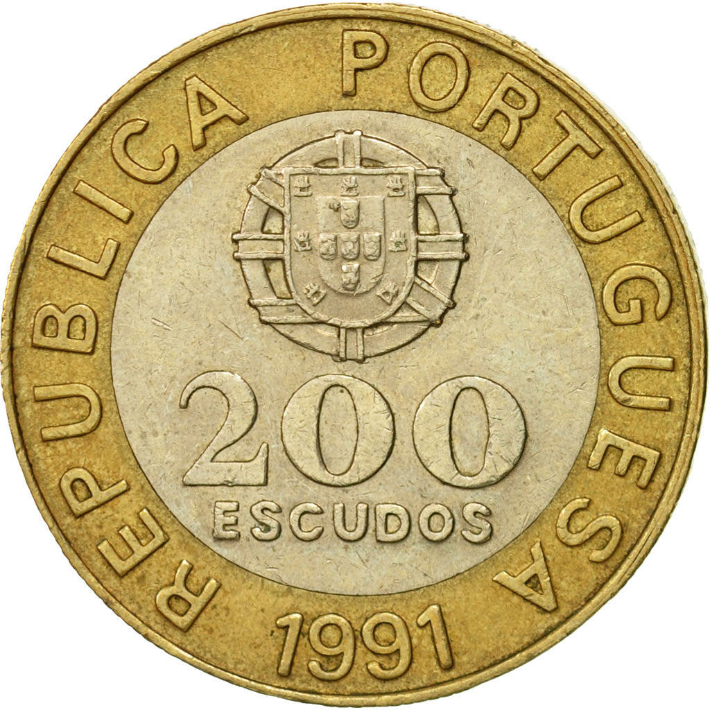Moneda, Portugal, 200 Escudos, 1991, MBC, Bimetálico, KM:655