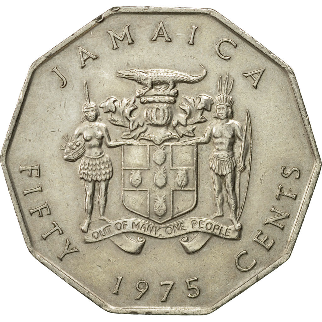 Coin, Jamaica, Elizabeth II, 50 Cents, 1975, Franklin Mint, EF(40-45)