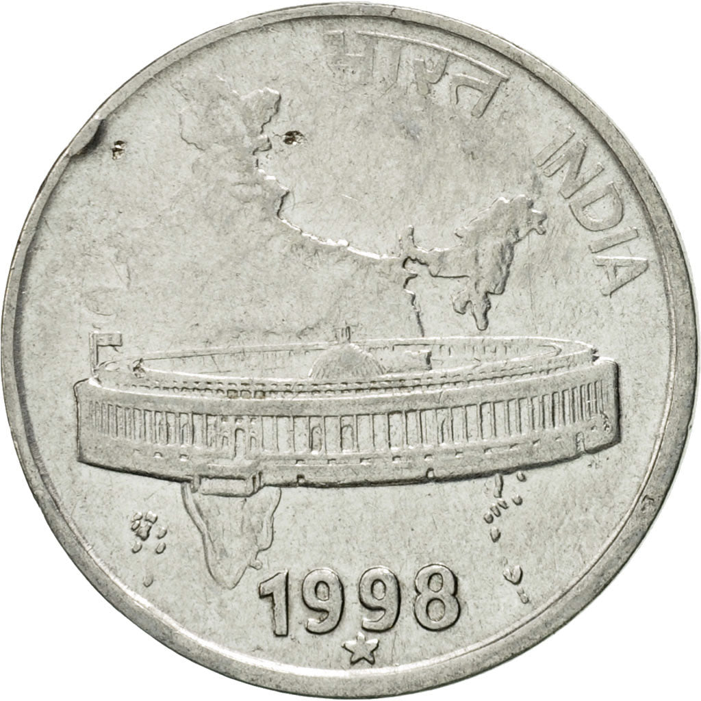 Coin, INDIA-REPUBLIC, 50 Paise, 1998, EF(40-45), Stainless Steel, KM:69