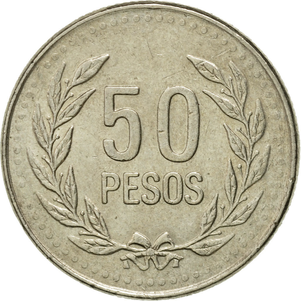 Moneta, Colombia, 50 Pesos, 2005, BB+, Rame-nichel-zinco, KM:283.2