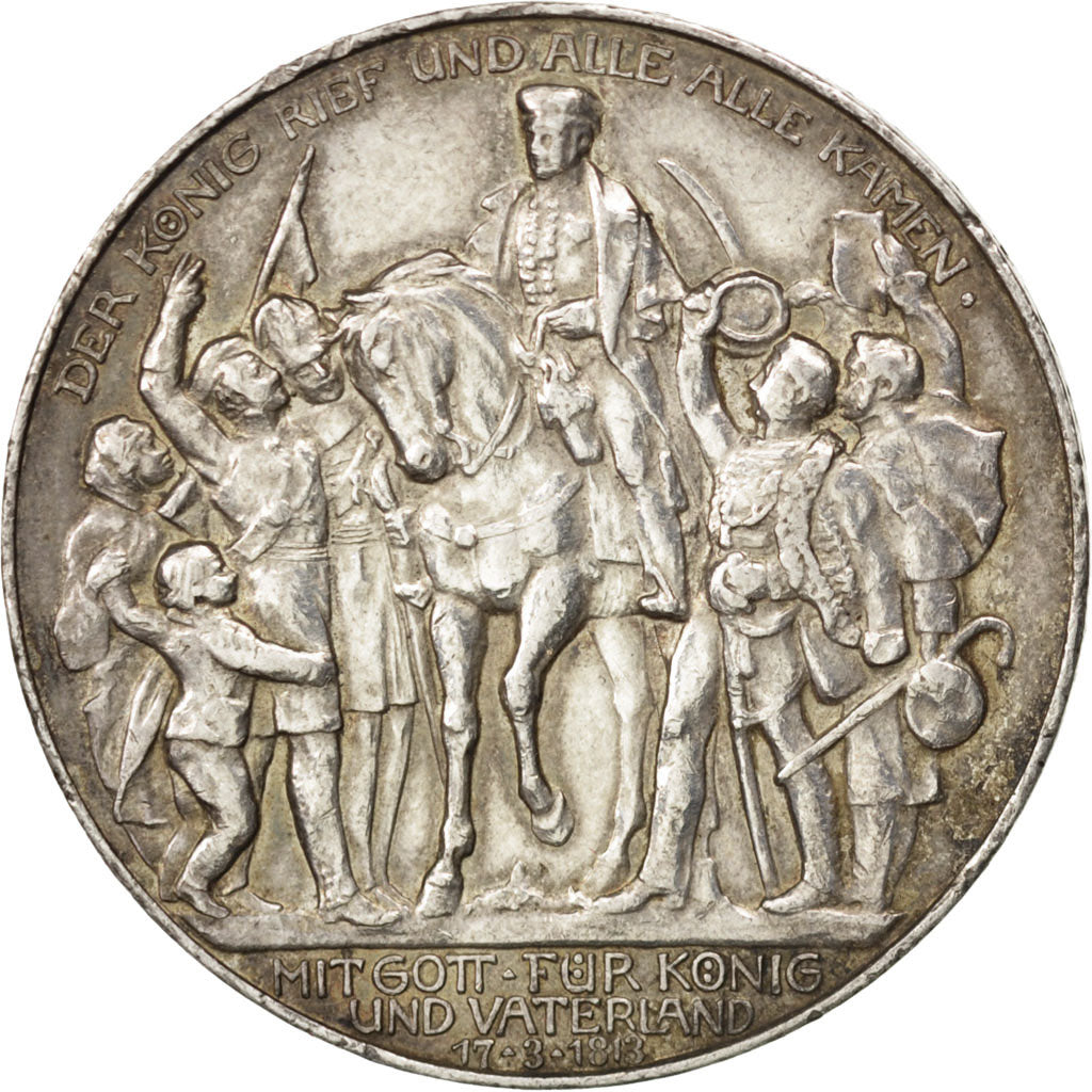 GERMAN STATES, 3 Mark, 1913, Berlin, KM #534, AU(50-53), Silver, 33, 16.67
