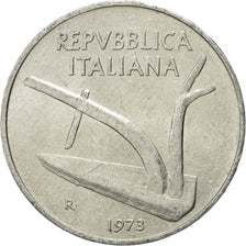 Coin, Italy, 10 Lire, 1973, Rome, EF(40-45), Aluminum, KM:93