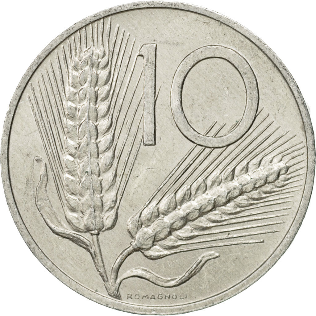 Coin, Italy, 10 Lire, 1973, Rome, EF(40-45), Aluminum, KM:93