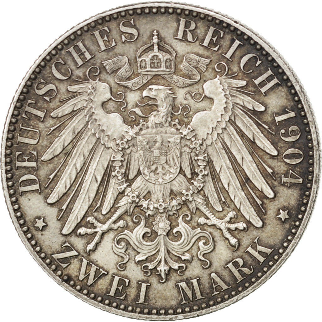 GERMAN STATES, 2 Mark, 1904, Muldenhutten, KM #1261, EF(40-45), Silver, 28,...