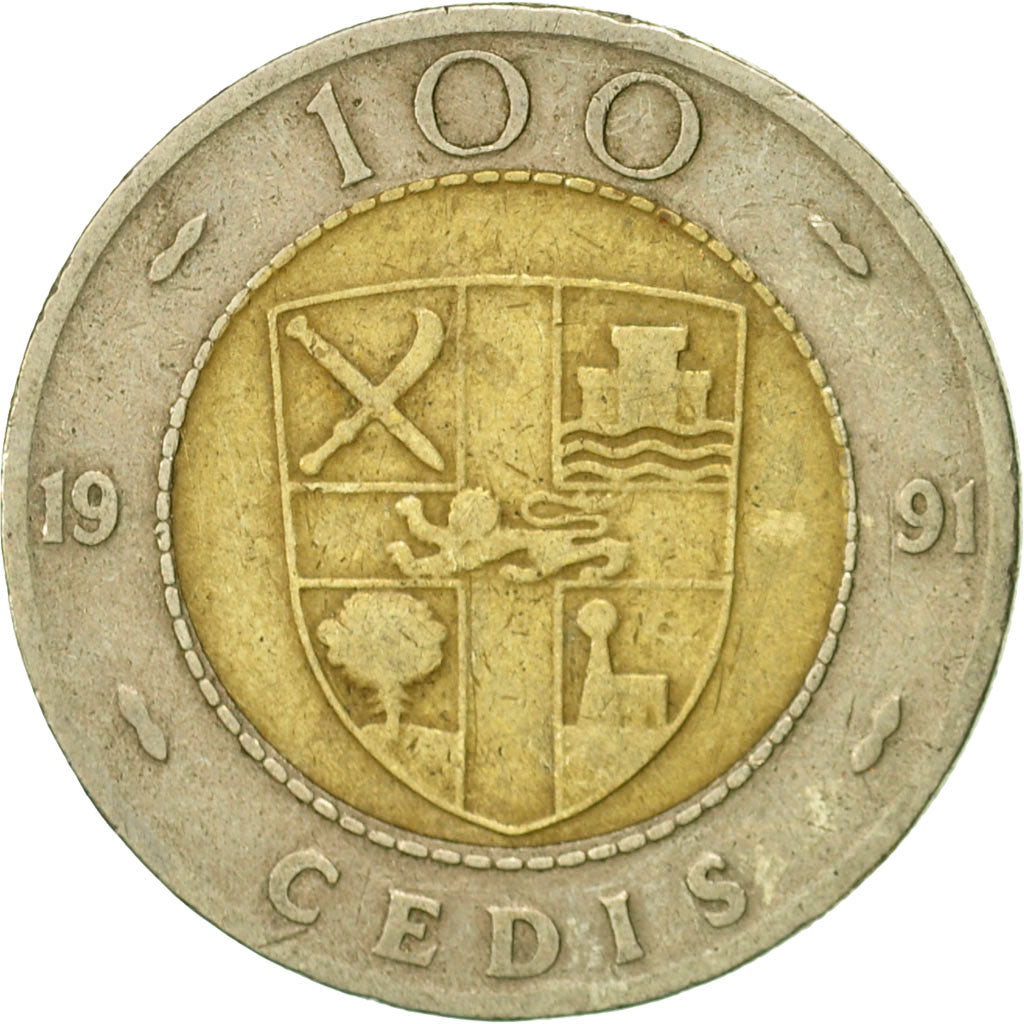 Coin, Ghana, 100 Cedis, 1991, EF(40-45), Bi-Metallic, KM:32
