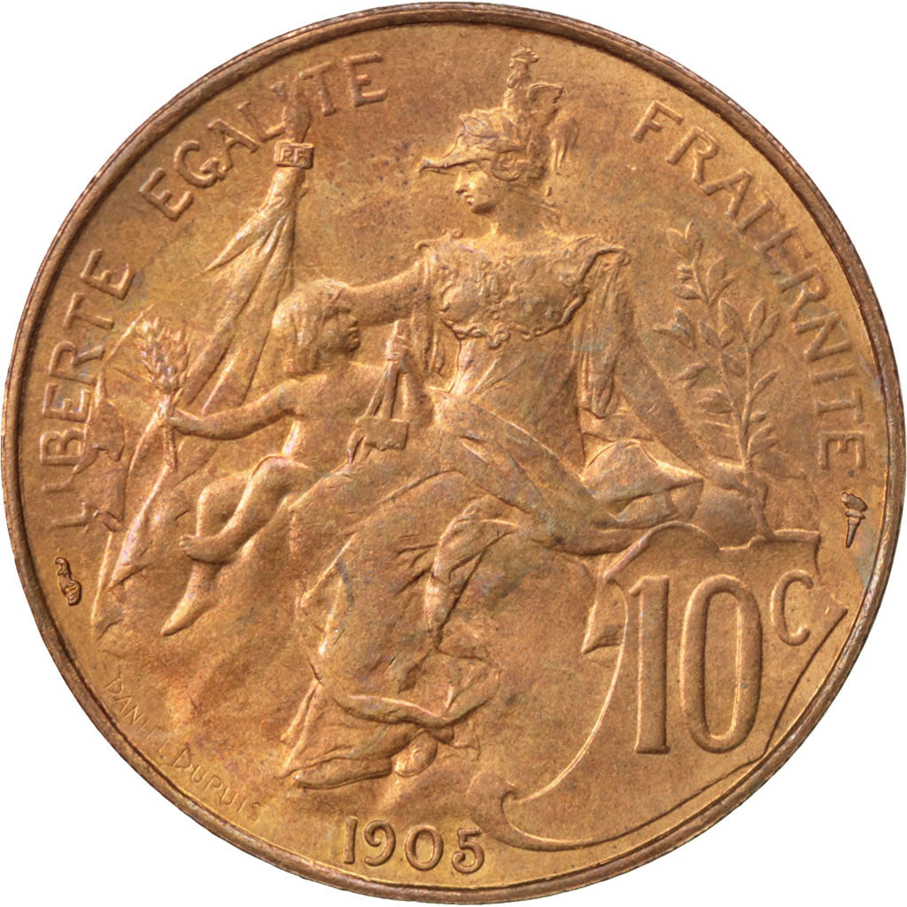 FRANCE, Dupuis, 10 Centimes, 1905, Paris, KM #843, graded, PCGS, , Bronze, 30,..