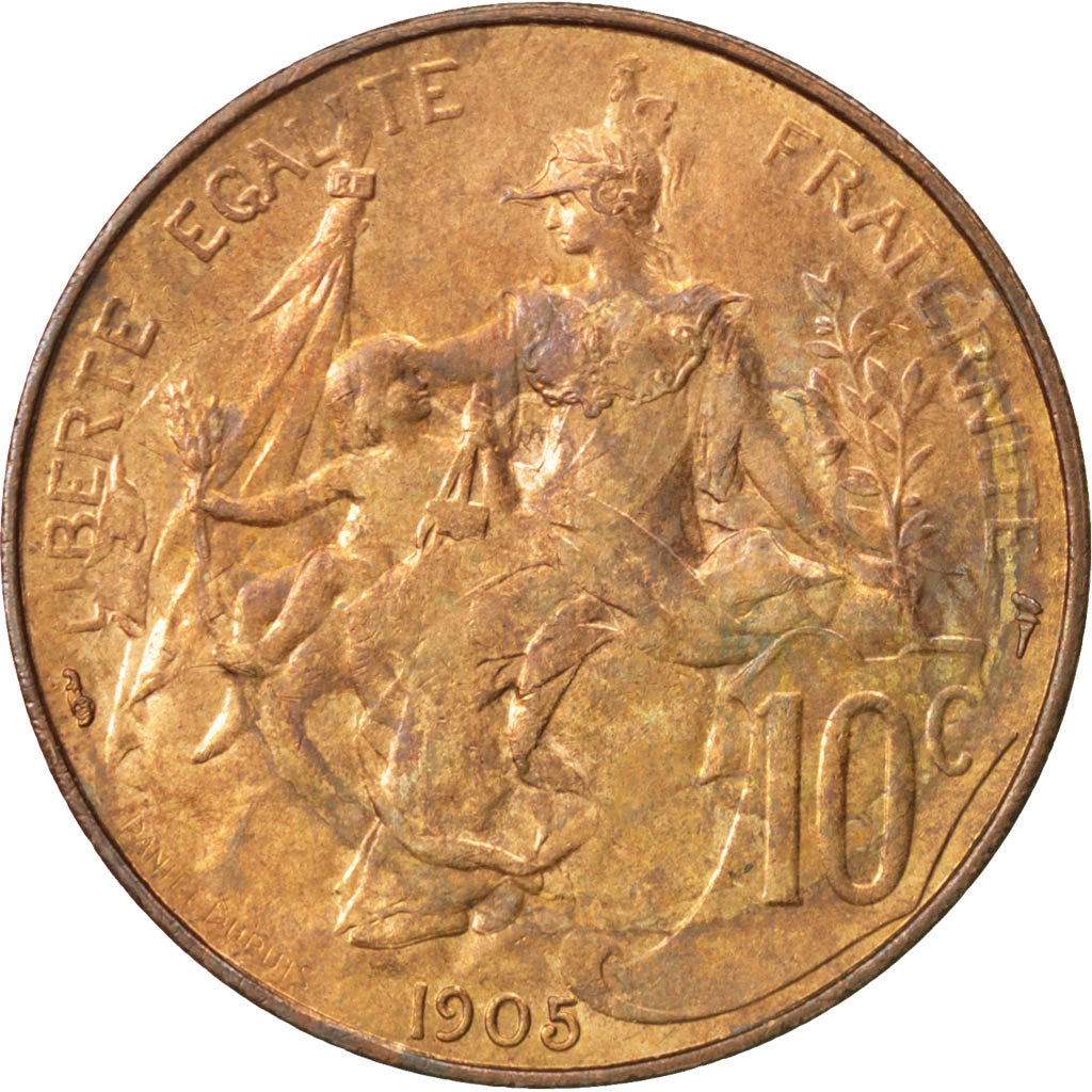 FRANCE, Dupuis, 10 Centimes, 1905, Paris, KM #843, graded, PCGS, , Bronze, 30,..
