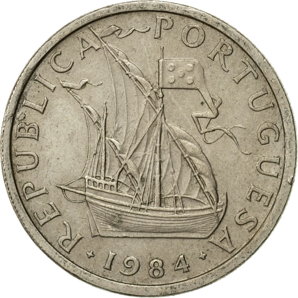 Coin, Portugal, 5 Escudos, 1984, AU(50-53), Copper-nickel, KM:591