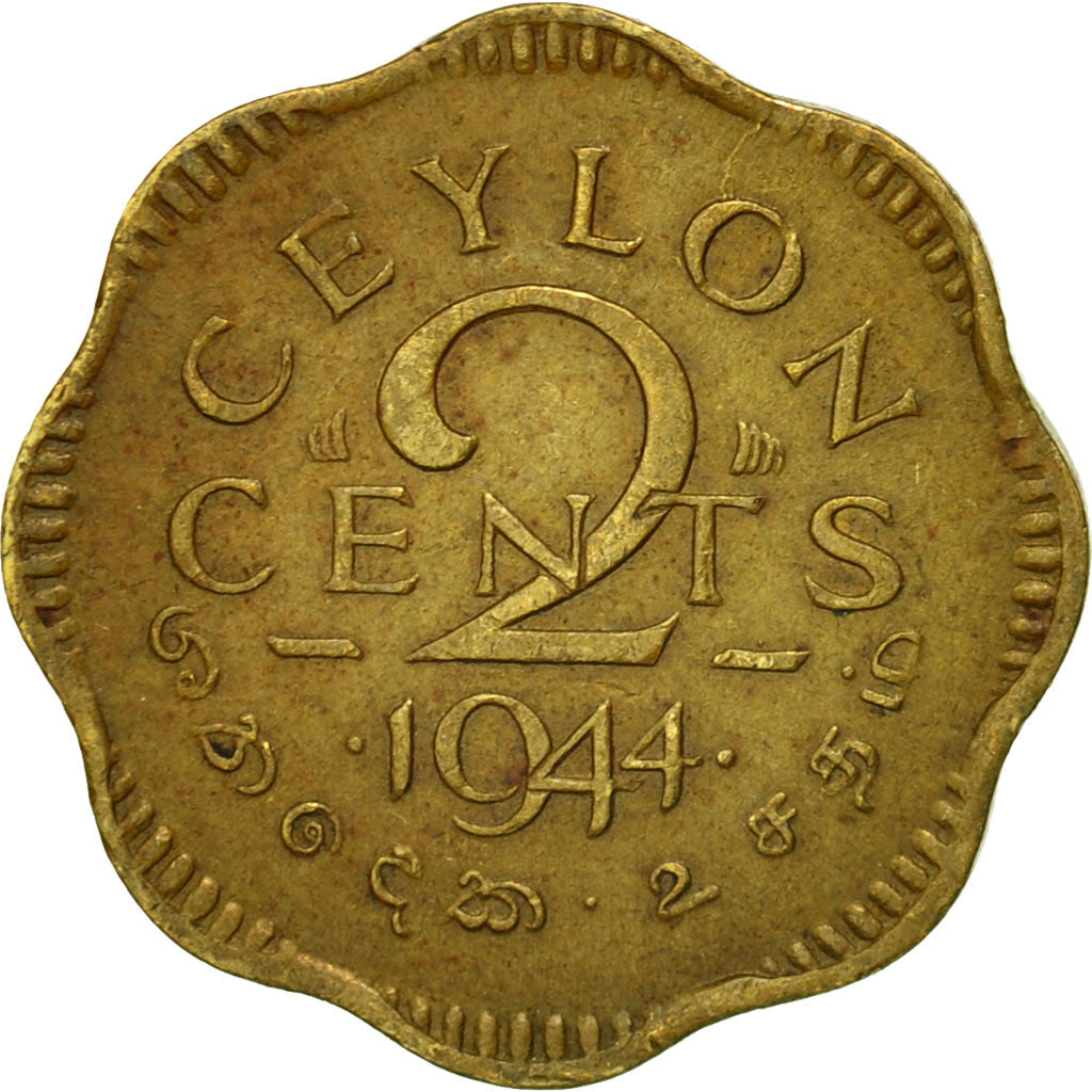 Moneta, Ceylon, George VI, 2 Cents, 1944, BB, Nichel-ottone, KM:117