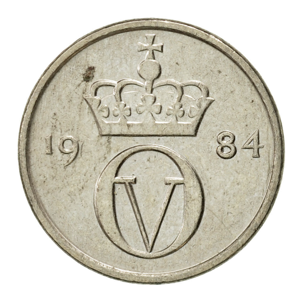 Coin, Norway, Olav V, 10 Öre, 1984, EF(40-45), Copper-nickel, KM:416