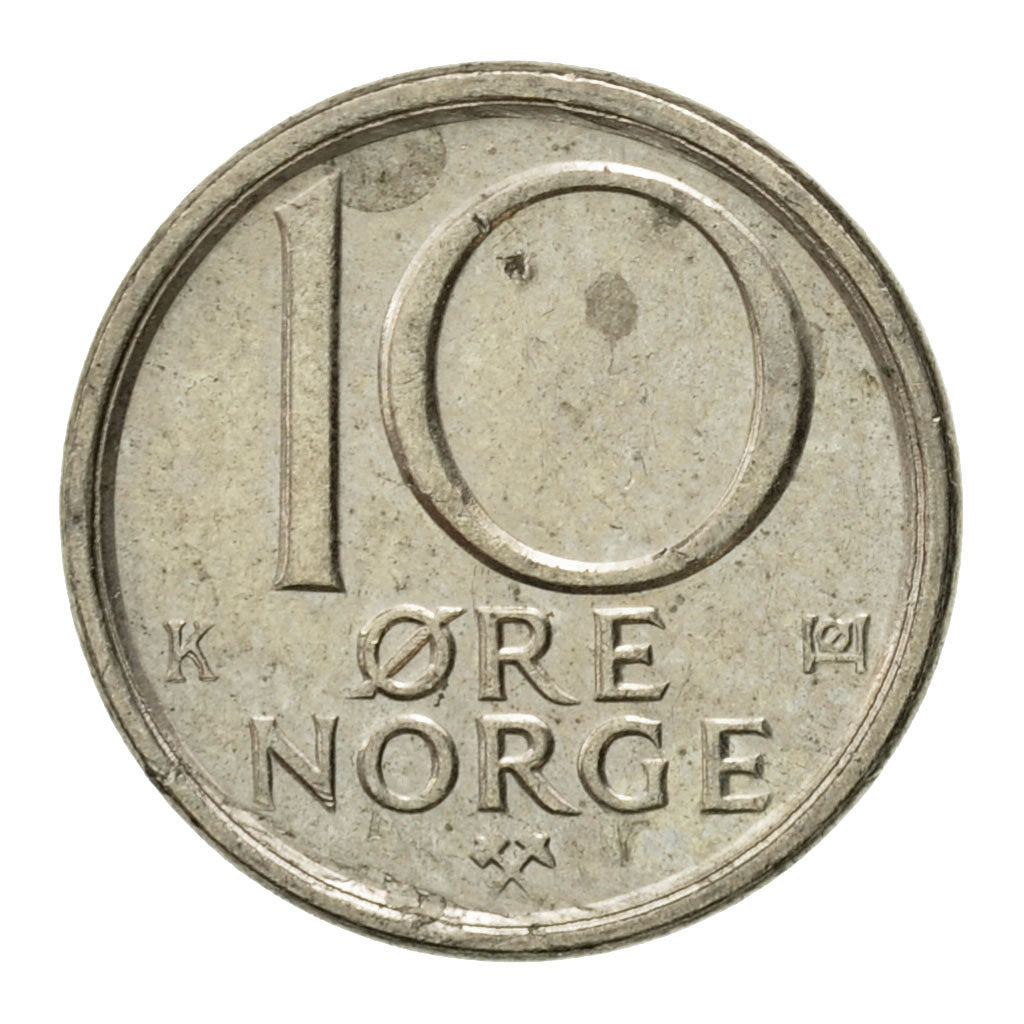 Moneta, Norvegia, Olav V, 10 Öre, 1986, BB, Rame-nichel, KM:416