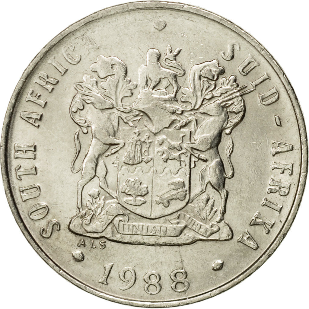 Coin, South Africa, 10 Cents, 1988, AU(50-53), Nickel, KM:85