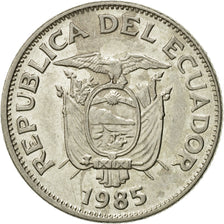 Moneta, Ecuador, 50 Centavos, Cincuenta, 1985, BB+, Acciaio ricoperto in nichel