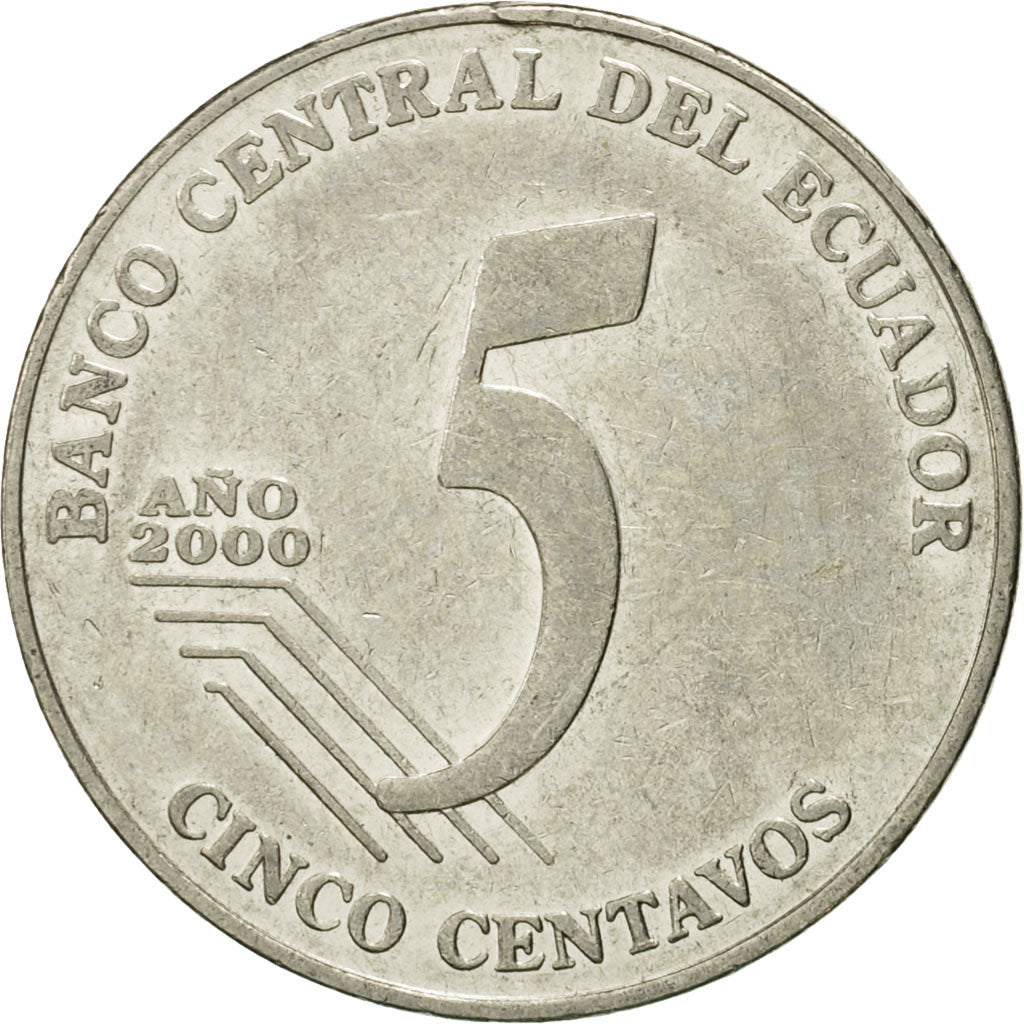 Coin, Ecuador, 5 Centavos, Cinco, 2000, EF(40-45), Steel, KM:105