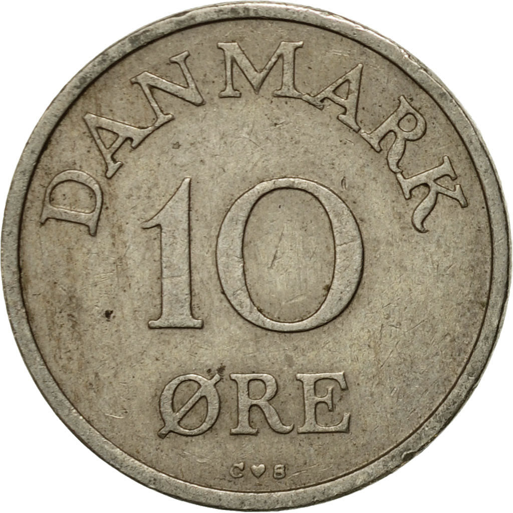 Moneta, Danimarca, Frederik IX, 10 Öre, 1957, Copenhagen, BB, Rame-nichel