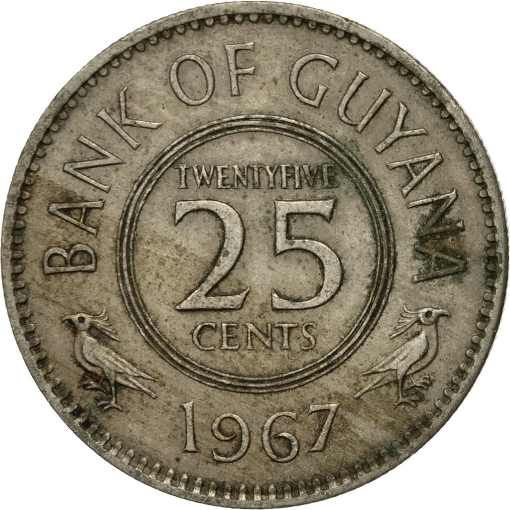 Coin, Guyana, 25 Cents, 1967, EF(40-45), Copper-nickel, KM:34