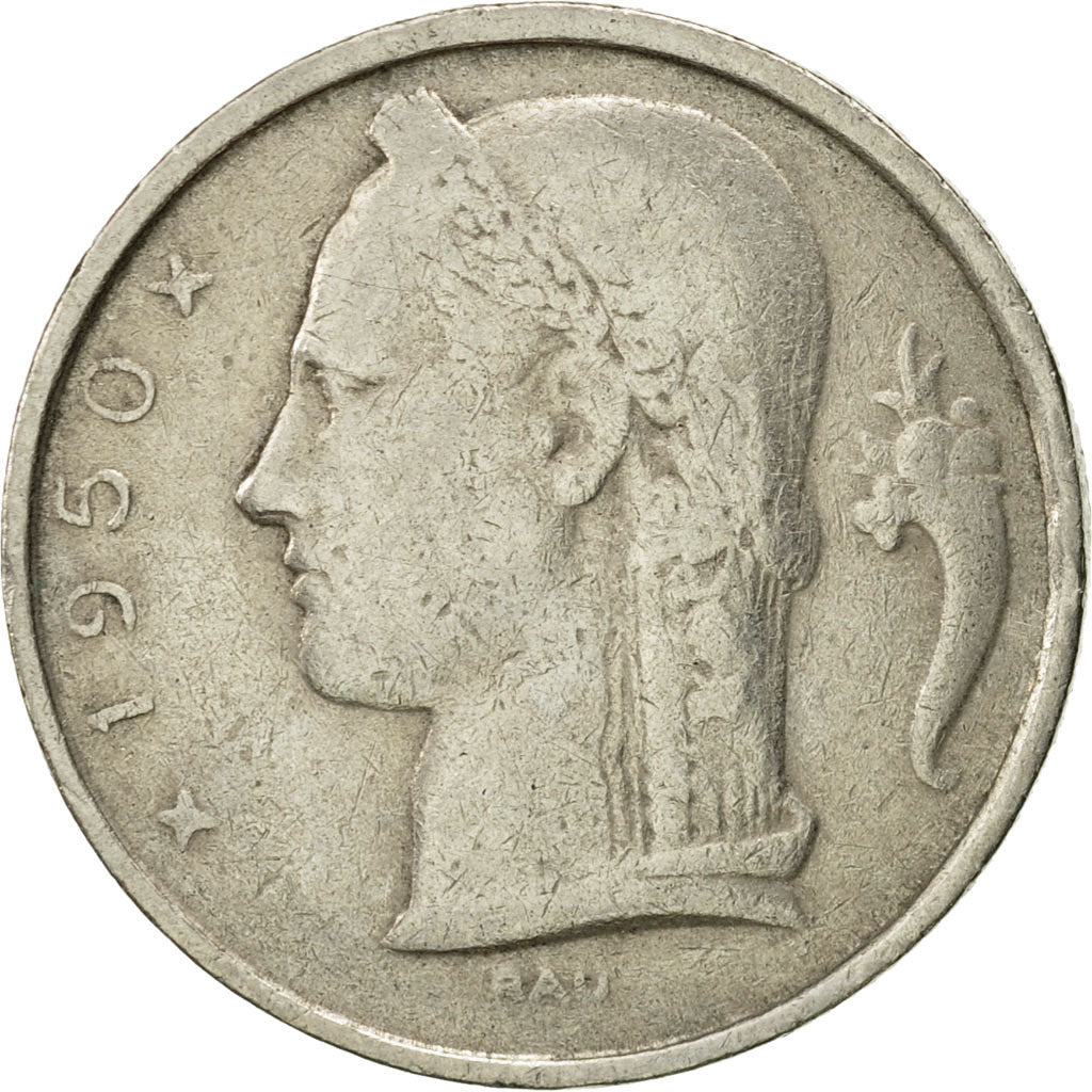 Coin, Belgium, 5 Francs, 5 Frank, 1950, EF(40-45), Copper-nickel, KM:134.1